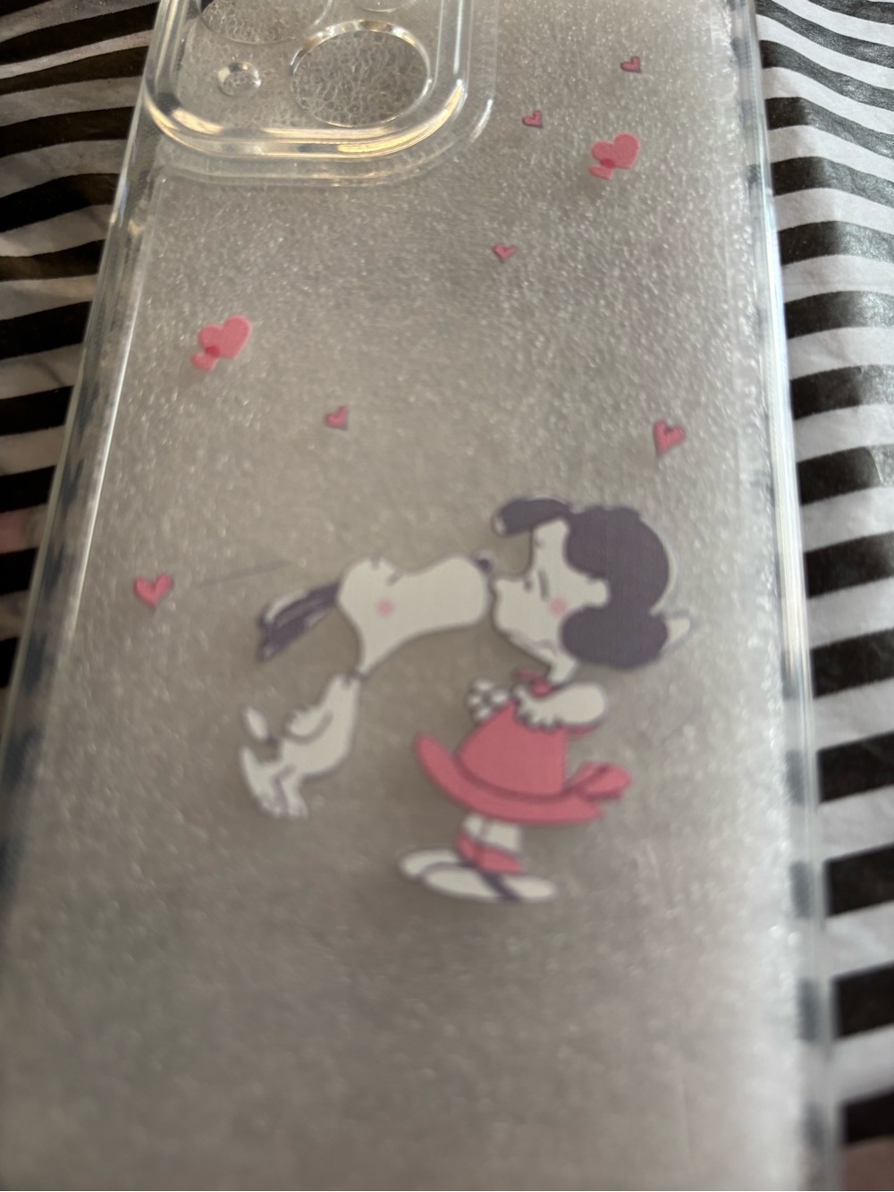 Clear Cute Lucy & Snoopy Phone Case 15 - Pink Accents